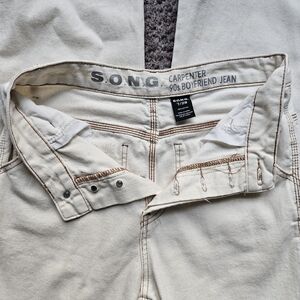 💛 S.O.N.G Carpenter 90s Boyfriend Jeans - Cream Relaxed Women’s Jeans 7/28